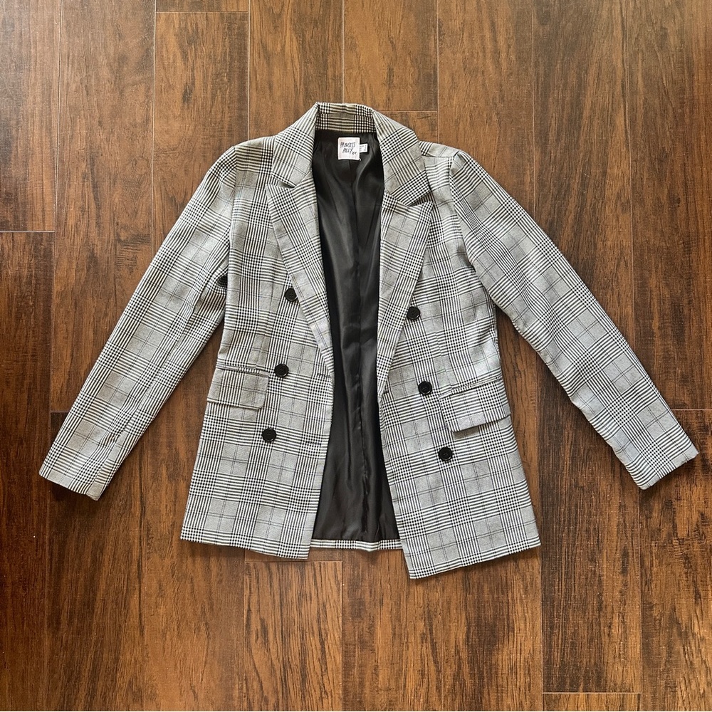 Princess Polly Cloe Fanti Blazer Grey plaid
